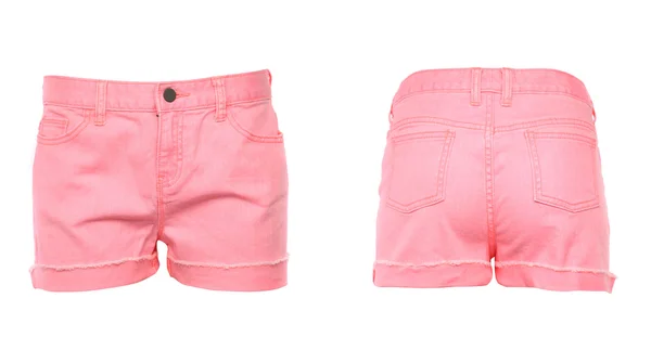 Kvinnor jeansshorts. front. tillbaka. — Stockfoto