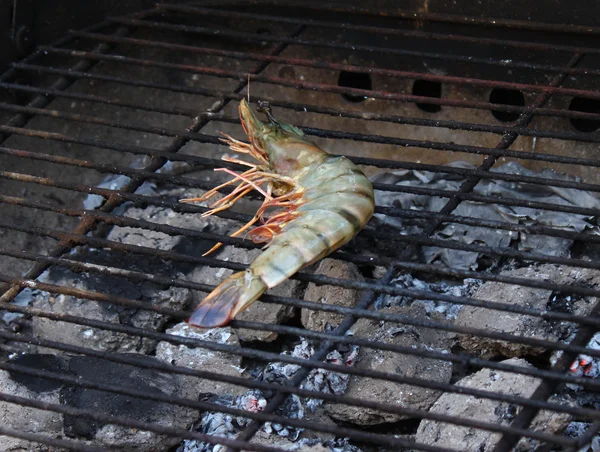 Cooking fresh tiger prawn grilled — Stock Photo, Image