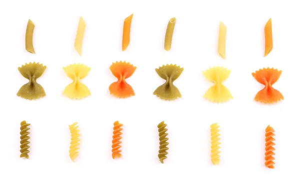 Composición de diferentes pastas en tres colores . —  Fotos de Stock