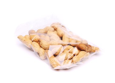 Fıstık beyaz zemin üzerine plastik torba