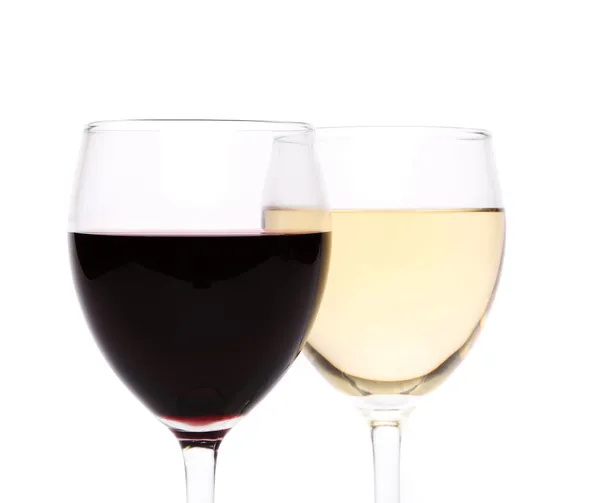 Copas de vino blanco y tinto — Foto de Stock