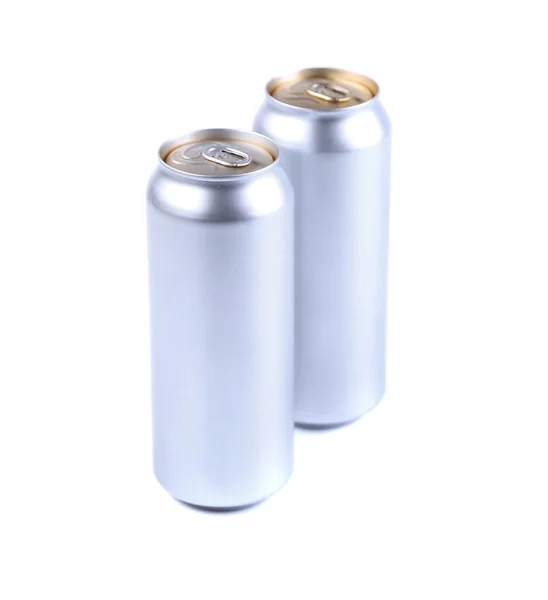 Dos latas de soda dorada de aluminio —  Fotos de Stock