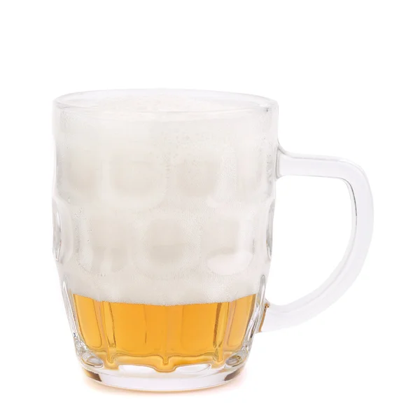 Glass of foamy beer on white background. — Stock Photo, Image