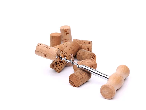 Corkscrews and corks. — Stock Photo, Image