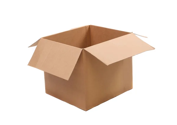 Oluklu karton kutu açmak — Stok fotoğraf