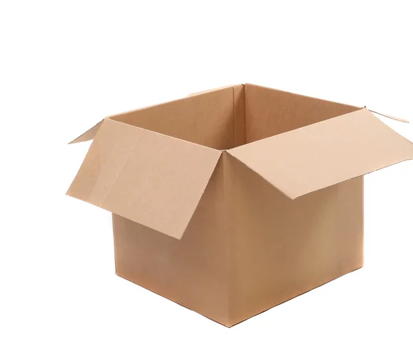 Oluklu karton kutu açmak — Stok fotoğraf