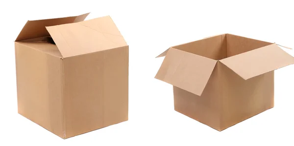 Відкриті і закриті гофровані картонні коробки — стокове фото