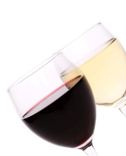 Copos de vinho tinto e branco — Fotografia de Stock