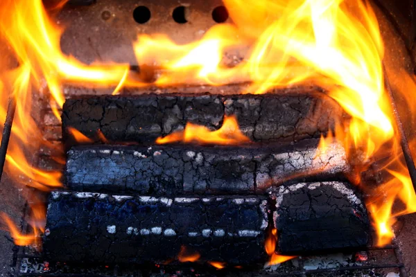 Fa brikett a grill — Stock Fotó