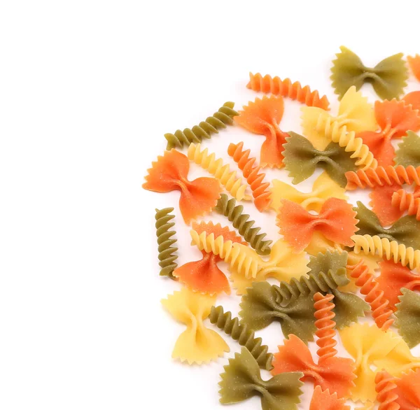 Different pasta in three colors close-up. — Stock Photo, Image