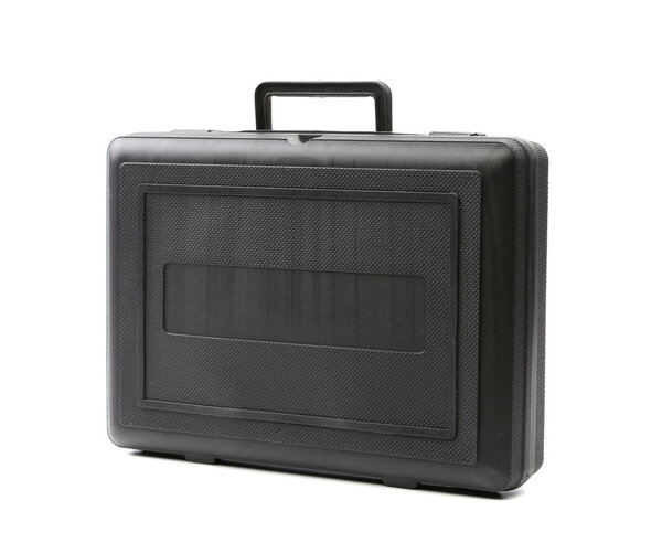 Black plastic case. Photos isolated on white background