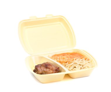 makarna gıda konteyner ile tavuk