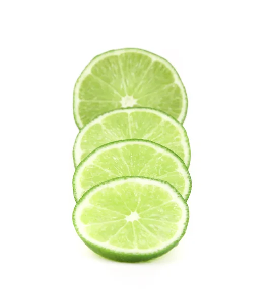 Slices of lime, Isolated on white background — Stock Photo, Image