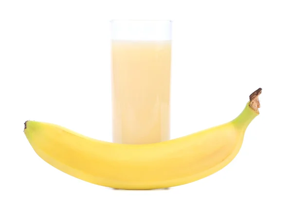 Banán- és gyümölcslé elszigetelt fehér background — Stock Fotó