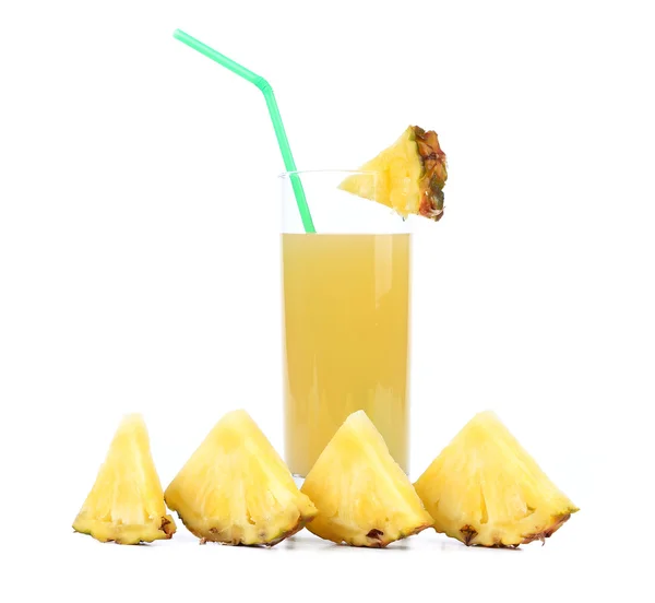 Pineapple juice isolated on white — Stock Photo, Image