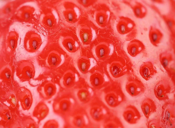 Extreme macro of strawberry texture -background — Stock Photo, Image