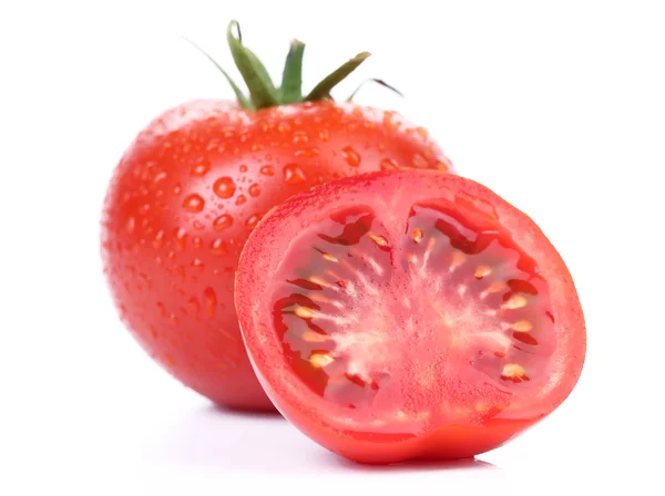 Червоний помідор овоч зі скибочкою — стокове фото