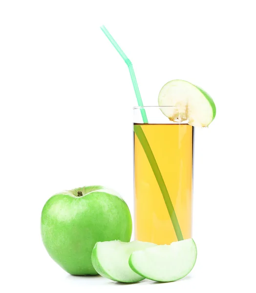 Glass of apple juice isolated on white — Stock Photo, Image