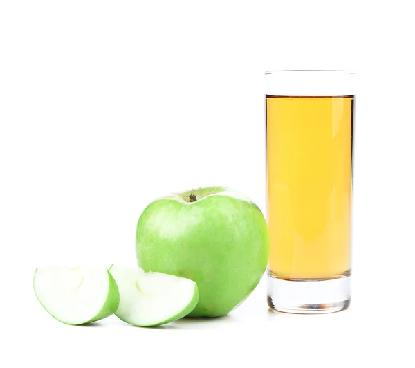 Grüner Apfel, Scheiben und Saft — Stockfoto