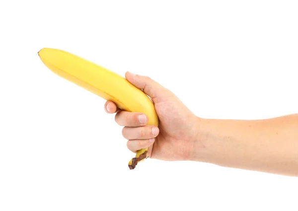 Hand holds banana — Stock Photo, Image