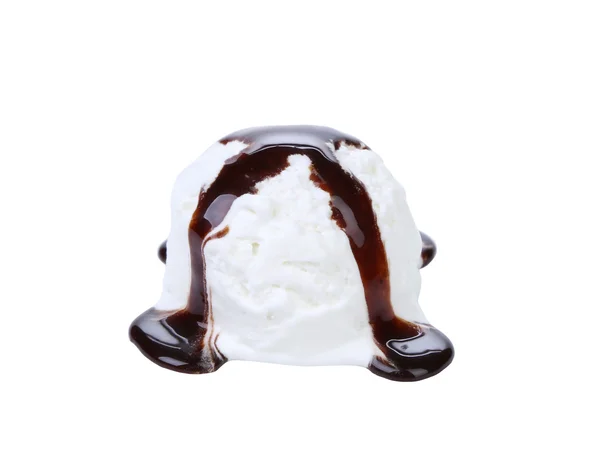 White ice cream and chocolate syrop. — Stock Photo, Image