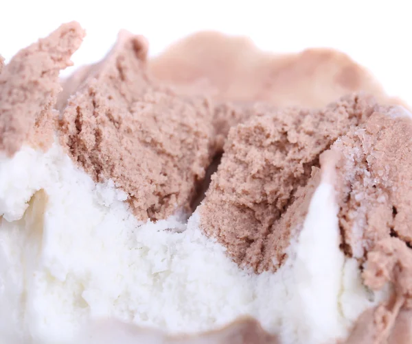 Bitten vanilla and chocolate ice cream. — Stock Photo, Image