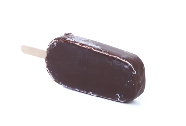 One chocolate vanilla ice cream on stick. — Stock Photo, Image