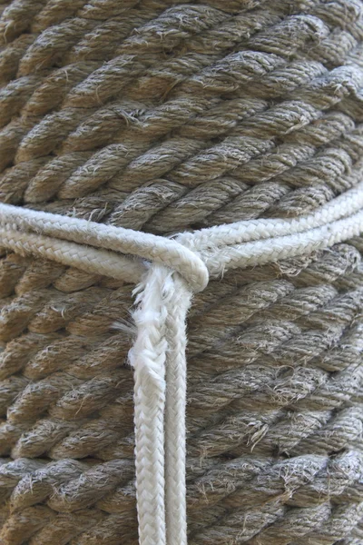 Line as a noose on the background of hemp rope. — Stock Photo, Image