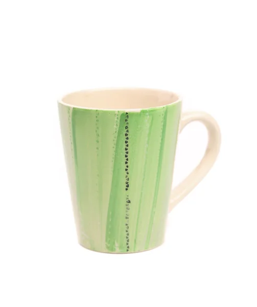 Leere weiß-grüne Tasse. — Stockfoto