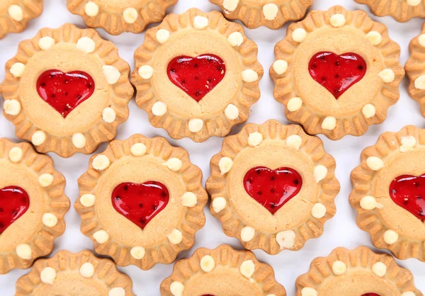 Heart shaped strawberry biscuit. — Stock Photo, Image