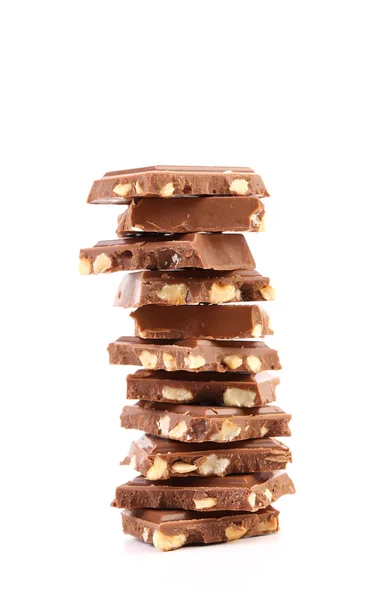 Tasty morsel of milk chocolate with nuts. — Stock Photo, Image