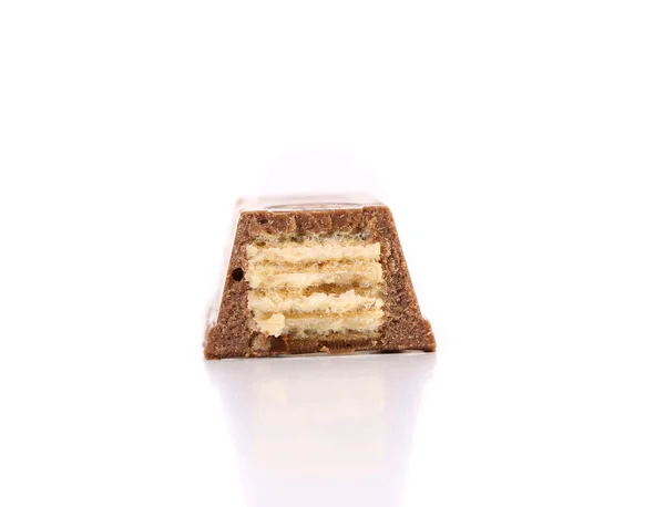 Segment wafer bar van chocolade. Close-up. — Stockfoto