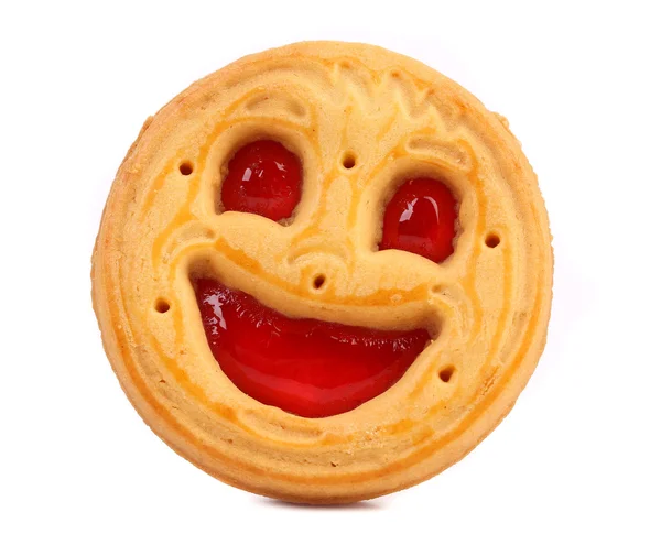 Smiley biscuit on a white background. — Stock Photo, Image