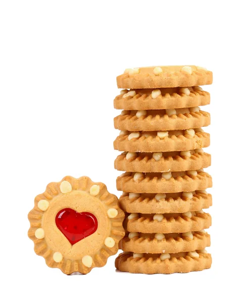 Stack of heart biscuits. — Stock Photo, Image