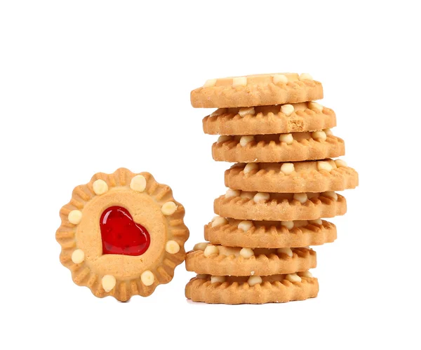 Une pile de biscuits cardiaques. gros plan . — Photo