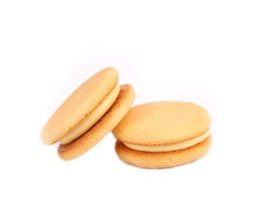 Beyaz Dolgulu bisküvi sandviç. yakın çekim.