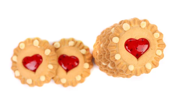 Heart shaped strawberry biscuit. — Stock Photo, Image