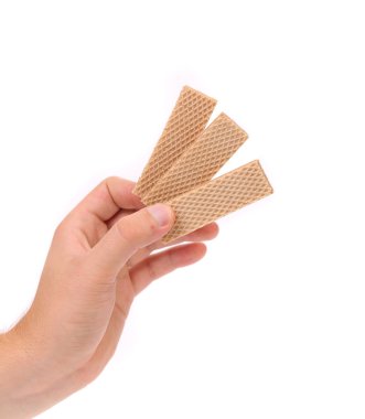 gofret çikolata elini tutar.