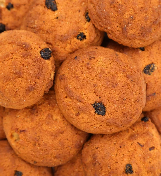Achtergrond van havermout cookies met rozijnen — Stockfoto