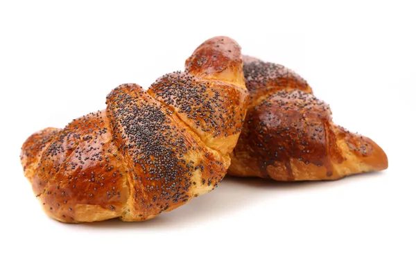 Aptitretande croissanter med vallmo. — Stockfoto