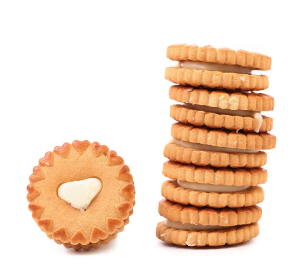 Coeur blanc. Biscuits aux biscuits avec remplissage . — Photo