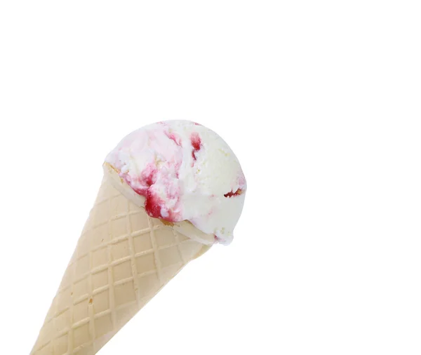 Helado de vainilla con cono y jarabe rojo — Foto de Stock