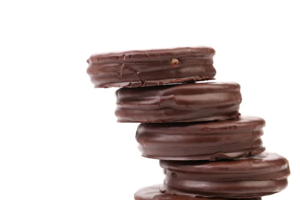 Stack biscuit sandwich with chocolate. — Stock Photo, Image