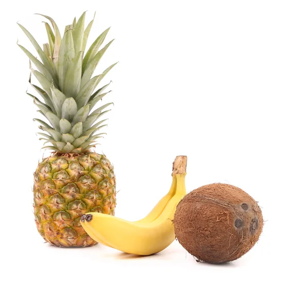 Ananas, Kokosnuss und Banane. — Stockfoto