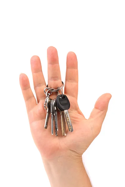 Bunch of keys are on a hand. — Stock Photo, Image