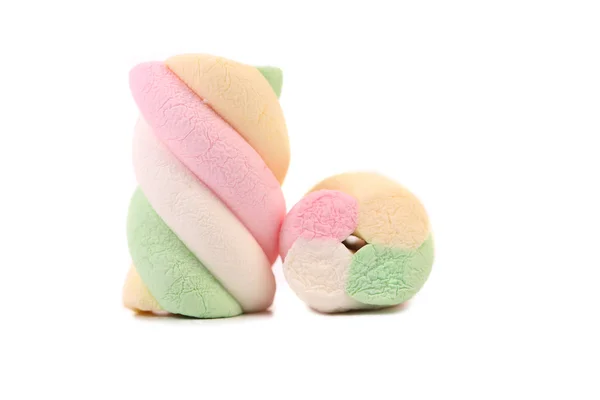 Two colourful marshmallow. White background. — Stock Photo, Image