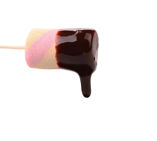 Marshmallow in chocolate syrop. Isolated. — Stock Photo, Image