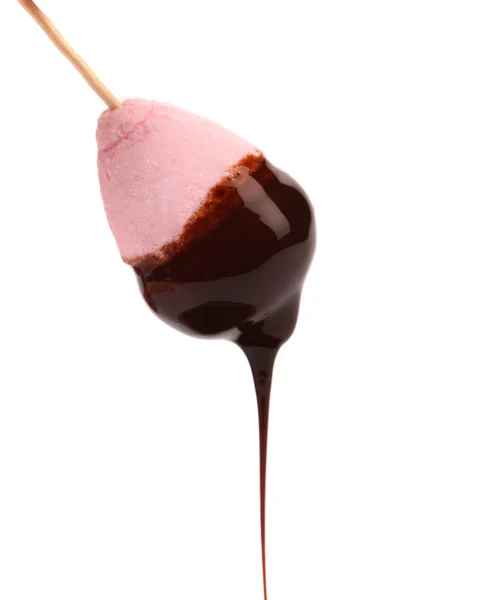 Marshmallow in chocolate syrop. Isolated. — Stock Photo, Image