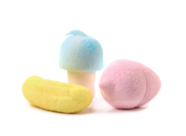 Drie verschillende marshmallow. — Stockfoto