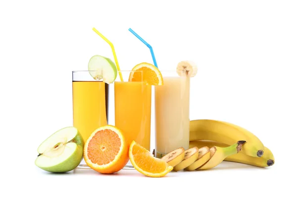 Juices of apple, orange, banana. — Stock Photo, Image
